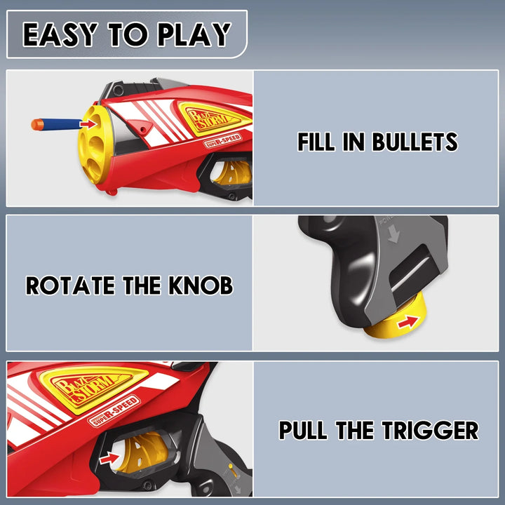 pistolet nerf blaster rouge à 8 balles pour enfant