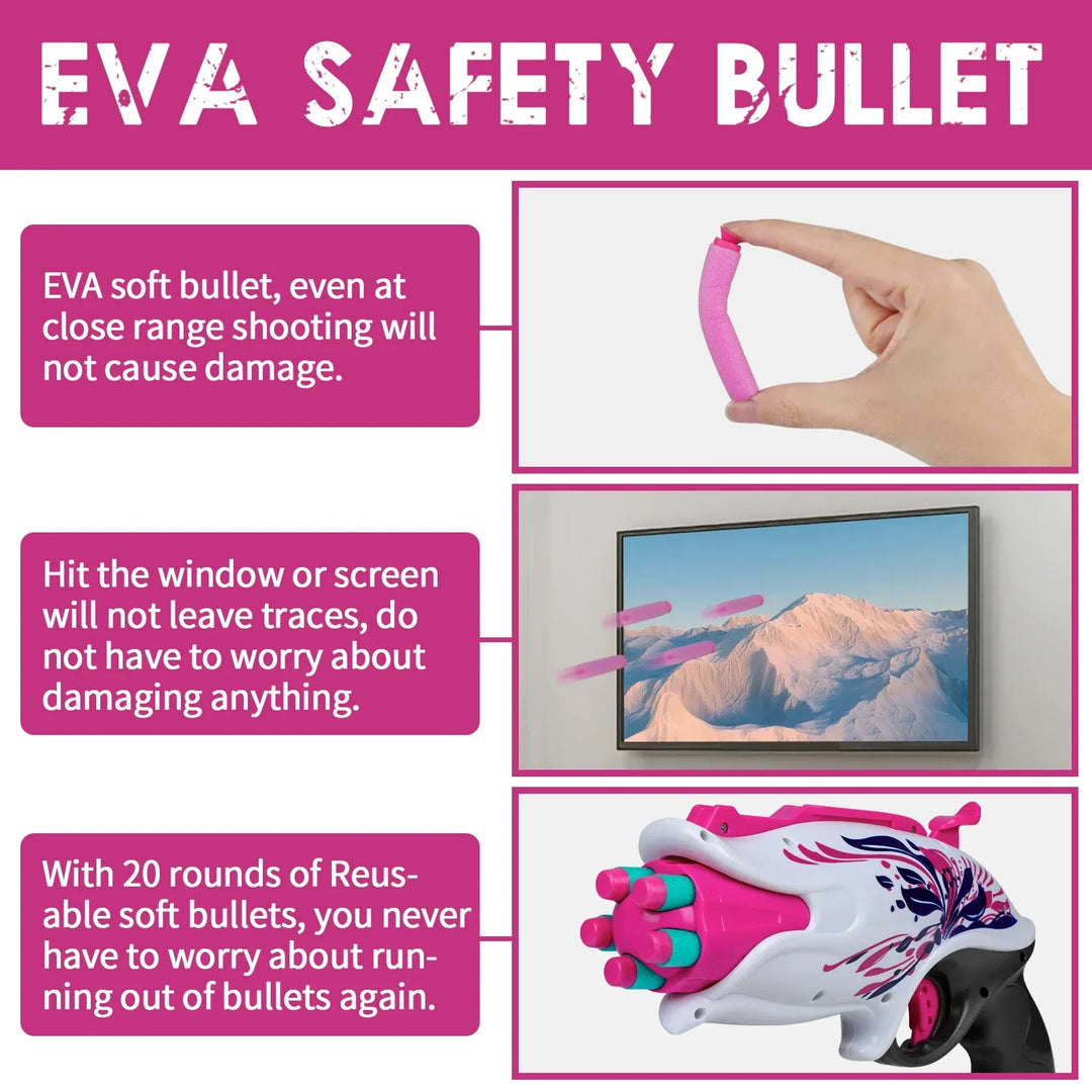 pistolet à platine rose à 5 coups pistolets nerf