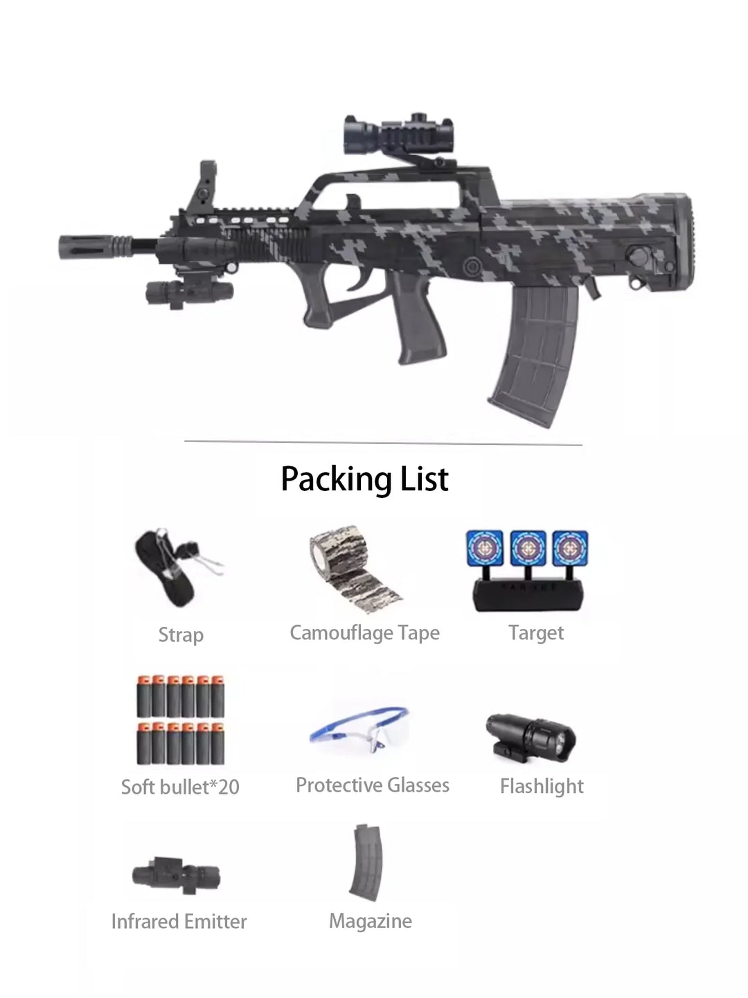 fusil automatique camouflage QBZ 95 pistolets nerf réalistes