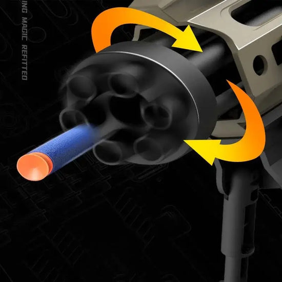 Fusil Gatling à alimentation par courroie entièrement automatique