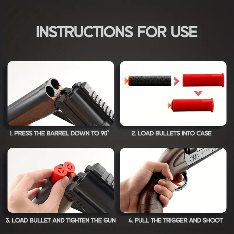 Fusil de chasse à double canon à éjection de cartouches Nerf