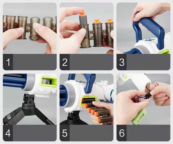 Mitrailleuse électrique dorée Minigun Nerf Gatling