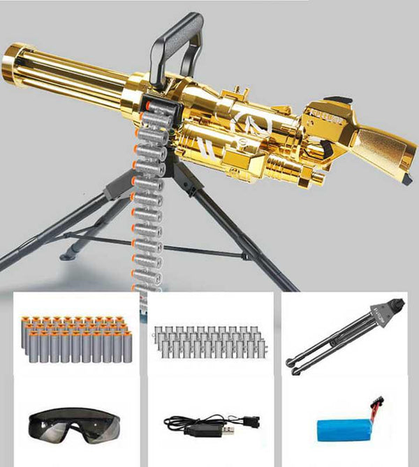 Mitrailleuse électrique dorée Minigun Nerf Gatling