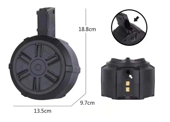 Chargeur à tambour pour pistolet à gel JingJi PDX SR16 SLR